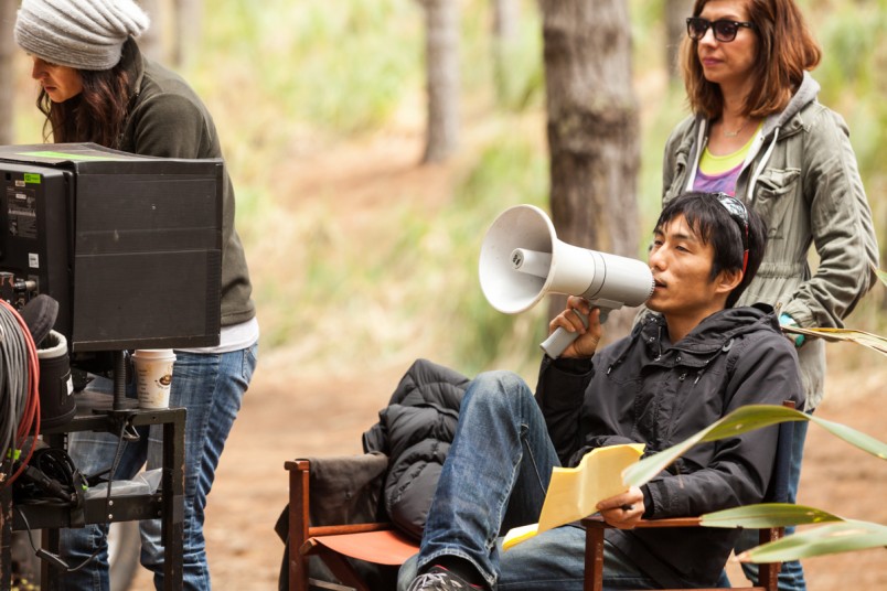 Masaki Onishi directing a scene at Ross's Pines, Bethells, Auckland