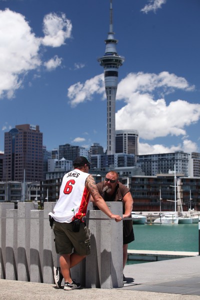 Crew taking a break on the World Famous (in New Zealand) set